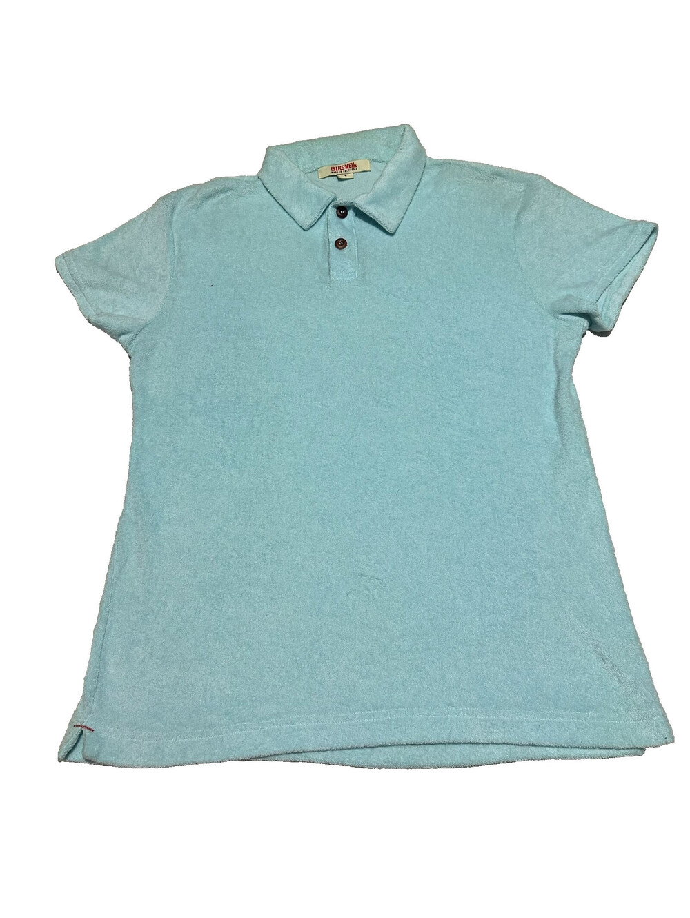 Birdwell Beach Britches Polo Shirt Men Large Blue Terry Cloth Casual Top Surf
